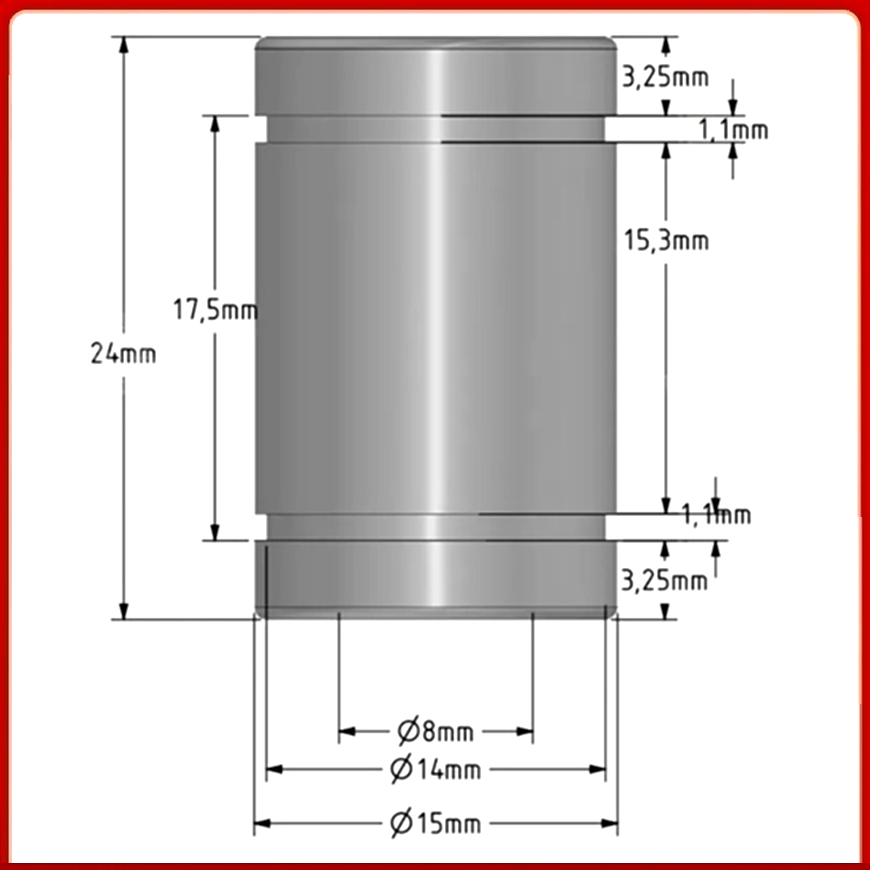 Lm8Uu Bearing - Reprap 3D Yazıcı Yedek Lineer Rulman