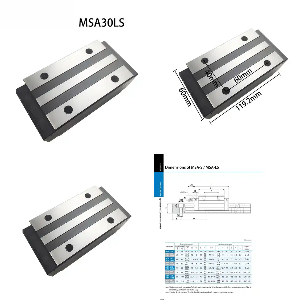 Linear Rail - Tayvan PMI MSA30LS MSA30 MSA30LSSSFC için