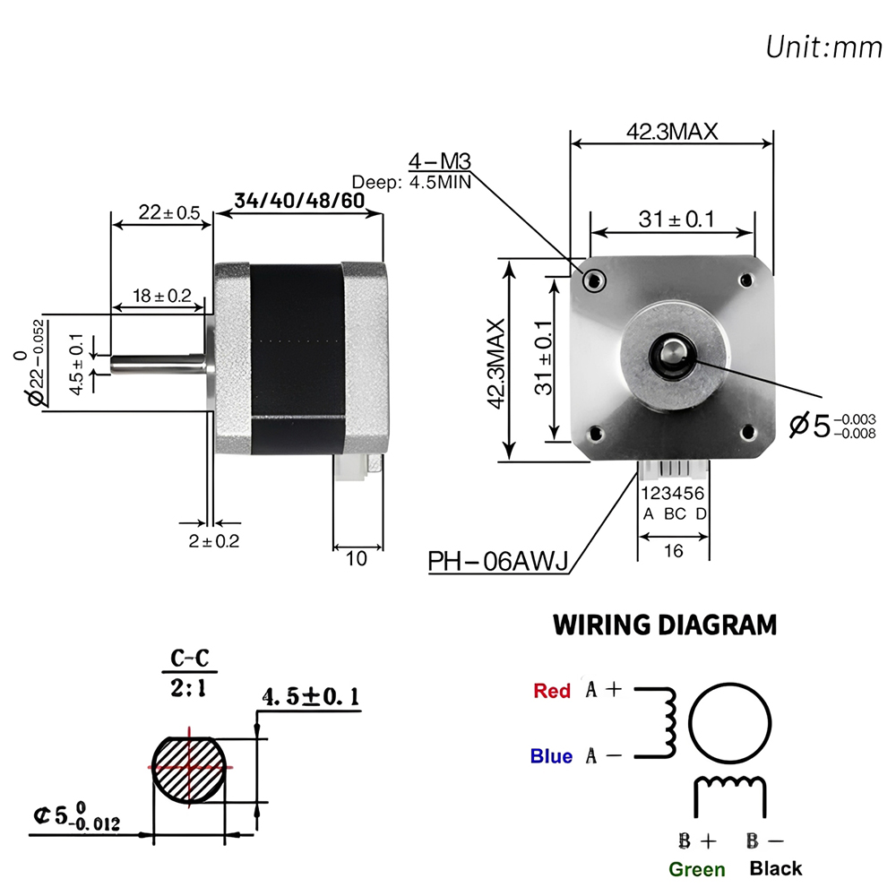 Nema 17 42mm Step Motor Açık D - Stepper Motor Nema17 incelemesi ve fiyatı